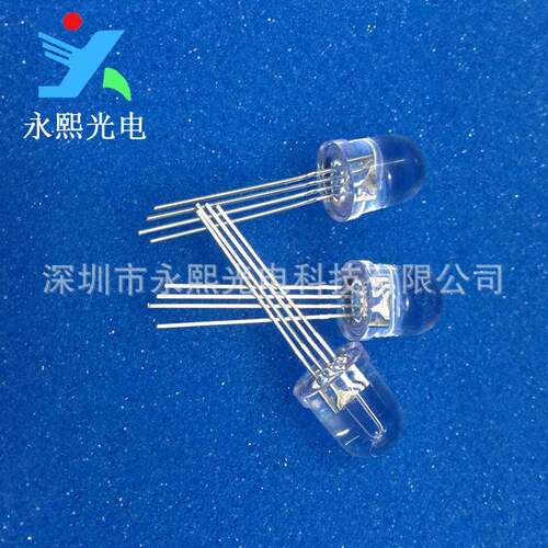 10MM led直插全彩rgb灯珠透明 f10发光二极管共阴RGB