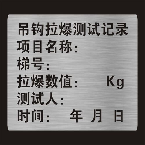 电梯喷字牌吊钩测试拉爆记录模板电梯镂空机房门安全标识OTIS设备