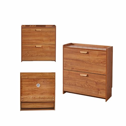 超薄翻斗鞋柜17cm玄关门厅柜门口两门鞋柜简约现代客厅实木色组装