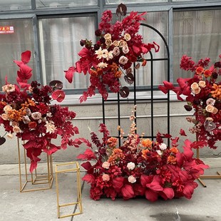 高端婚庆路引花婚礼装饰排花挂花仿真花排订婚宴摆件高档花艺软装
