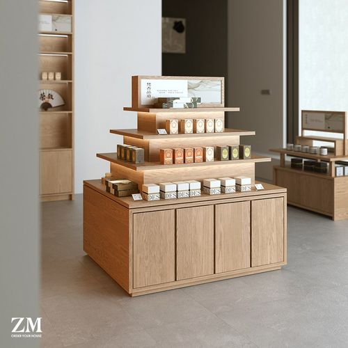 中岛台柜多层茶叶店礼品展示柜中式货架文创旅游商品陈列架中间摆