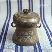 礼盒包装 广西创意商务礼品 壮族铜鼓手工陶艺民族特色茶具8件套装