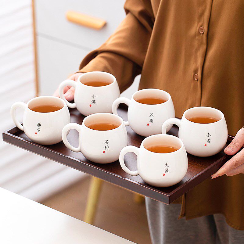 羊脂玉主人杯24节气家用办公室高端陶瓷个人茶杯单杯牛奶咖啡杯