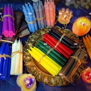 1.8x15CM三小时 彩色杆蜡红粉橙黄绿蓝紫黑白灰 手工纯蜂蜡 七支装