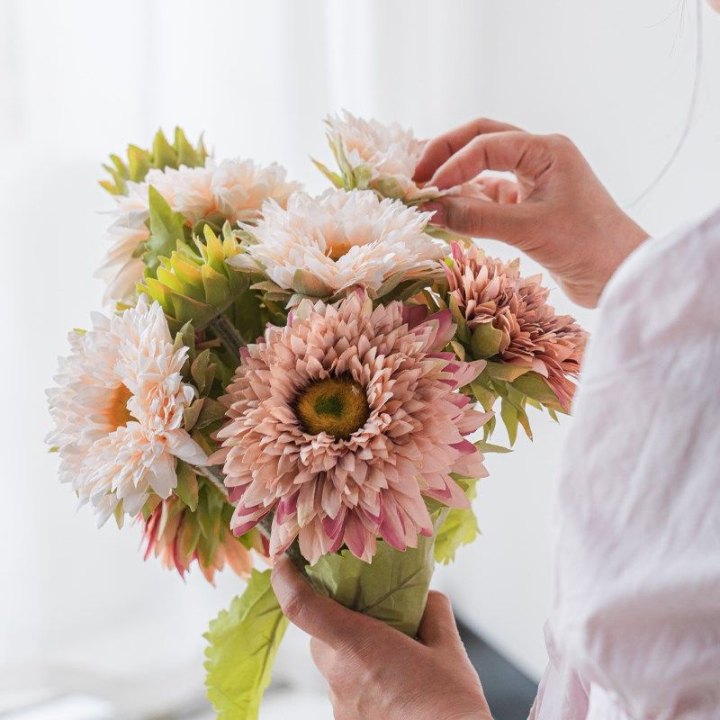 假花仿真花向日葵摆件客厅干花摆设餐桌花太阳花绢花装饰拍摄道具