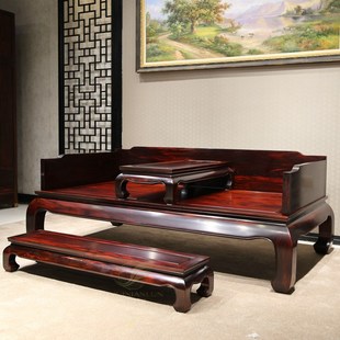 印尼黑酸枝素面罗汉床东阳阔叶黄檀明式中式罗汉床红木家具床榻