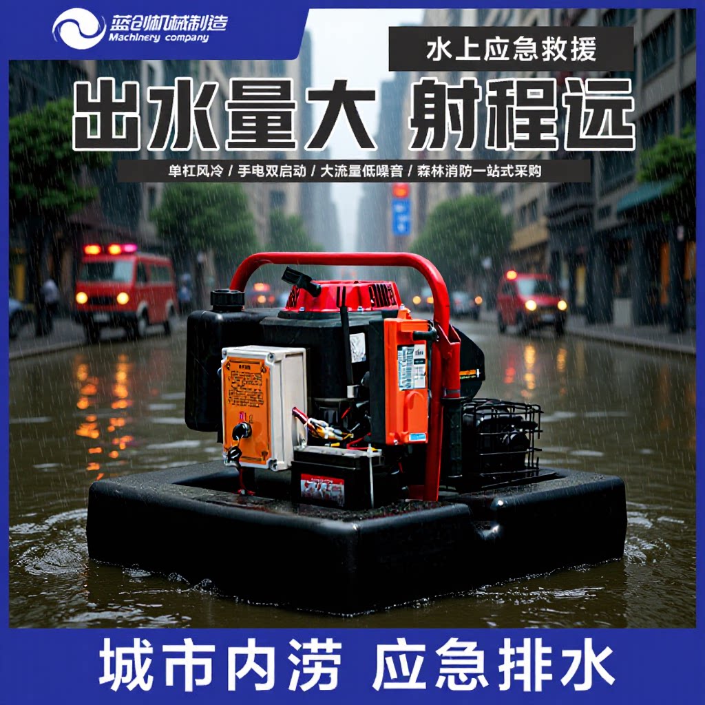 消防浮艇泵水上应急灭火设备遥控启动自吸式汽油机抽水船用游挺泵