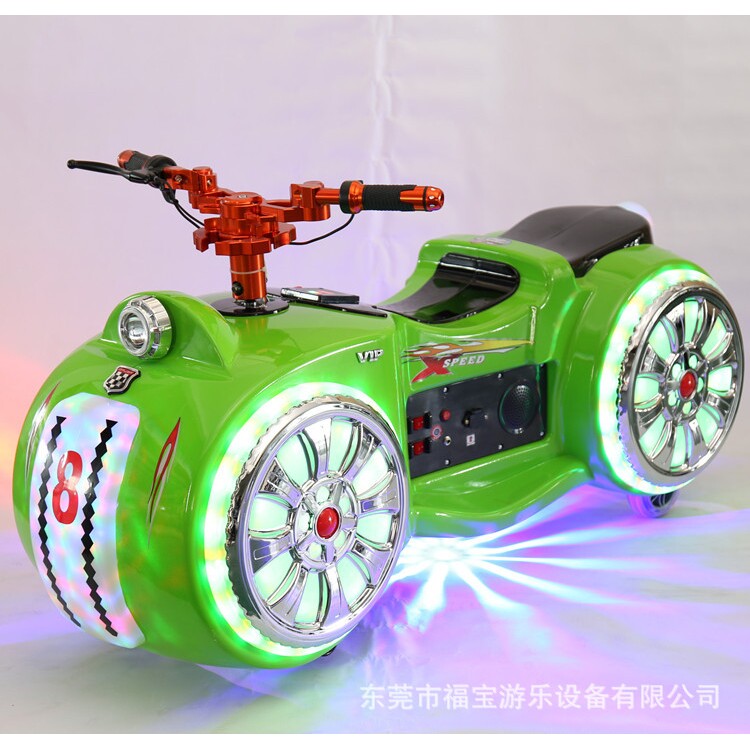 出口游乐场设备商场太子摩托车投币扫码双人电动车户外发光游乐车