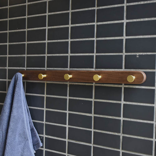 实木强力粘钩挂钩墙上黄铜挂衣架壁免打孔挂入户玄关门后衣帽排钩