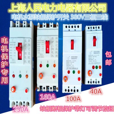 2021新款人民缺相保护器三相电机40A 100A水泵潜水泵开关380V断相