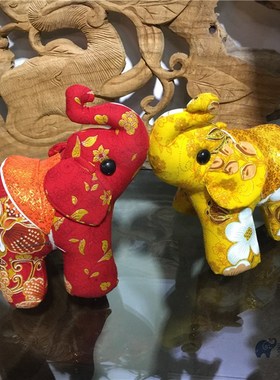 可爱大象布艺玩具泰国手工吉祥小象旅游礼品桌面装饰创意汽车摆件