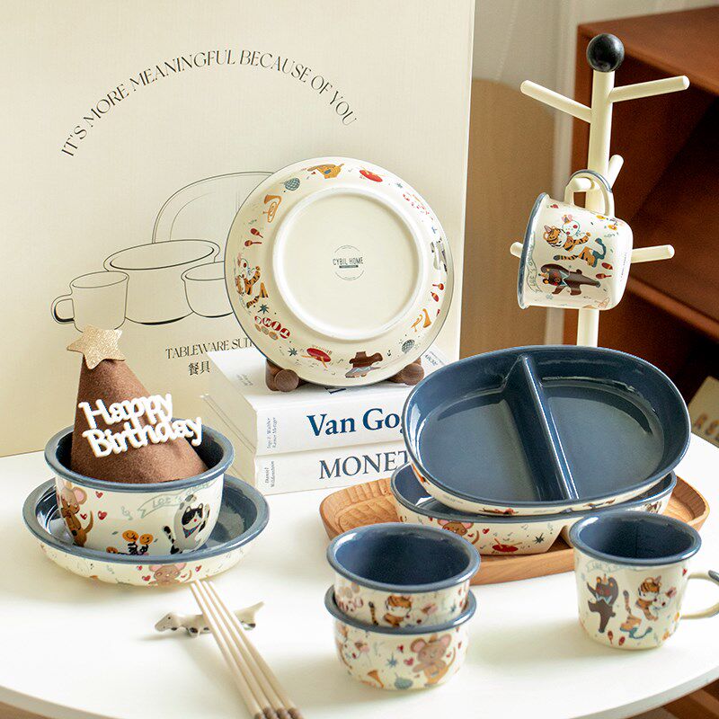 西比尔可爱陶瓷盘碗餐具套装家用汤碗泡面碗菜盘子乔迁新居送礼