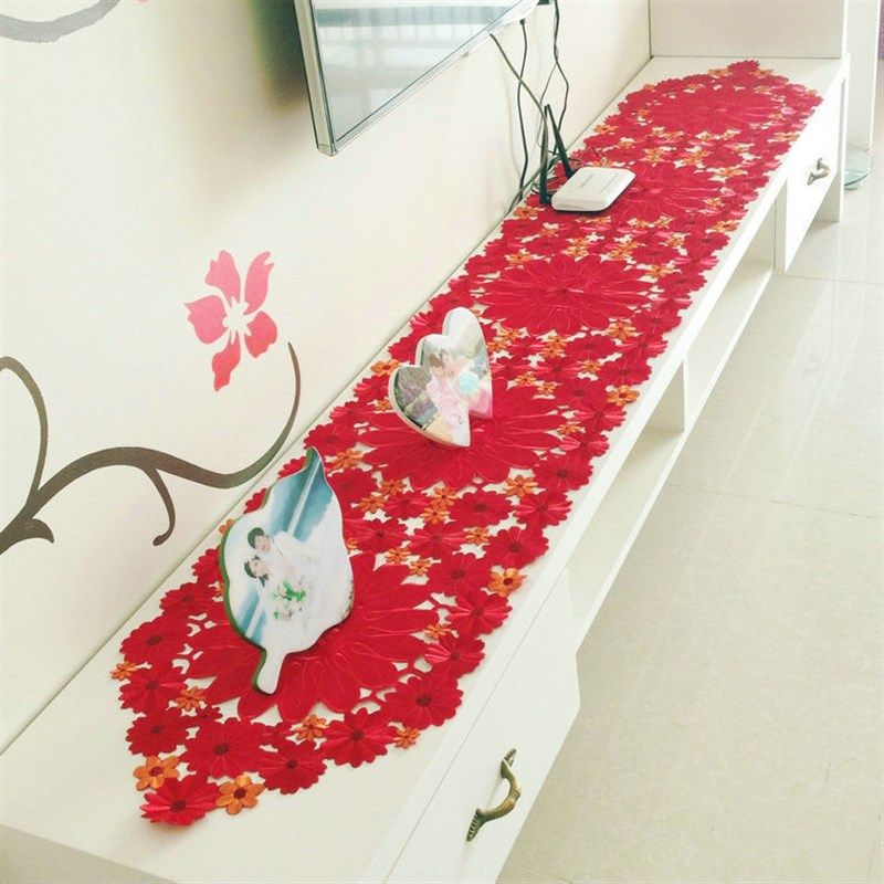 刺绣桌旗茶几巾电视柜桌布大红色欧式结婚喜庆盖布餐桌布手工镂空,居家布艺,桌布,淘宝优惠券,粉丝福利购,淘宝优惠卷