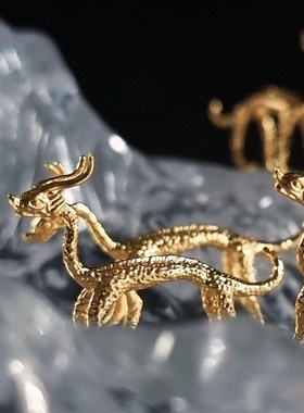 唐赤金走龙桌面冰山装饰摆件