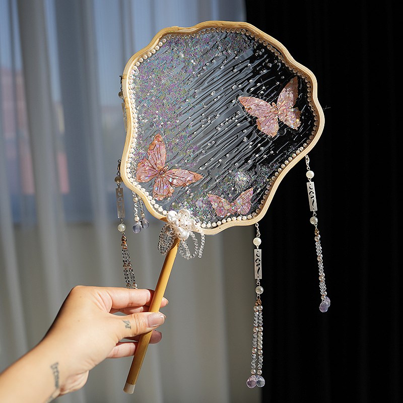 水晶团扇新娘结婚透明水扇手工成品秀禾喜扇高级婚礼中式婚扇子