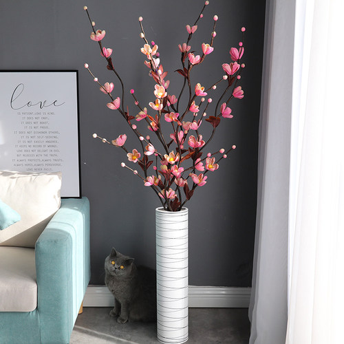 仿真花客厅干花假花梅花卧室玄关落地大摆件室内落地装饰花套装