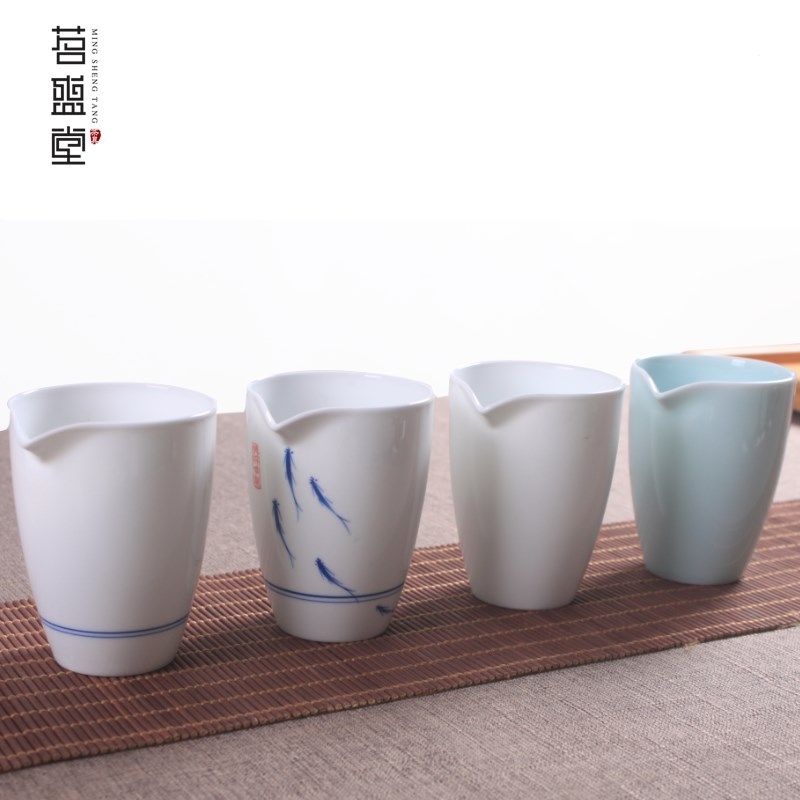 手绘陶瓷公道杯分茶器茶海 青花瓷白瓷青瓷定窑 功夫茶具均杯茶盅