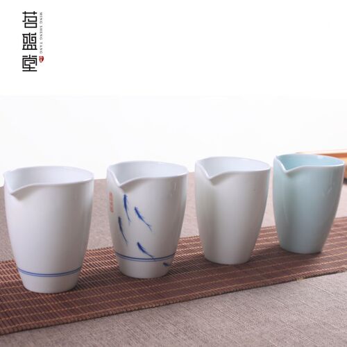 手绘陶瓷公道杯分茶器茶海 青花瓷白瓷青瓷定窑 功夫茶具均杯茶盅