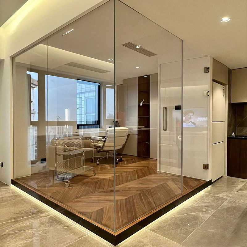 定制艺术玻璃隔断无框卫生间淋浴房超白平波钢化桌面茶几餐桌圆形