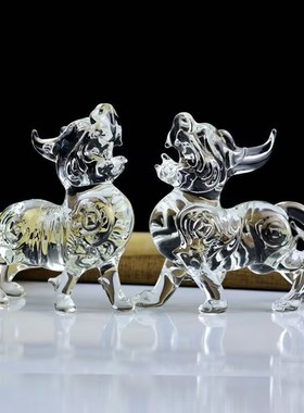 高档大号透明白色貔貅摆件 家居客厅玄关皮丘装饰品开业乔迁礼品