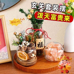 家居玄关入户摆件肉桂生财粗盐净宅大颗粒电视餐边柜招财客厅装饰