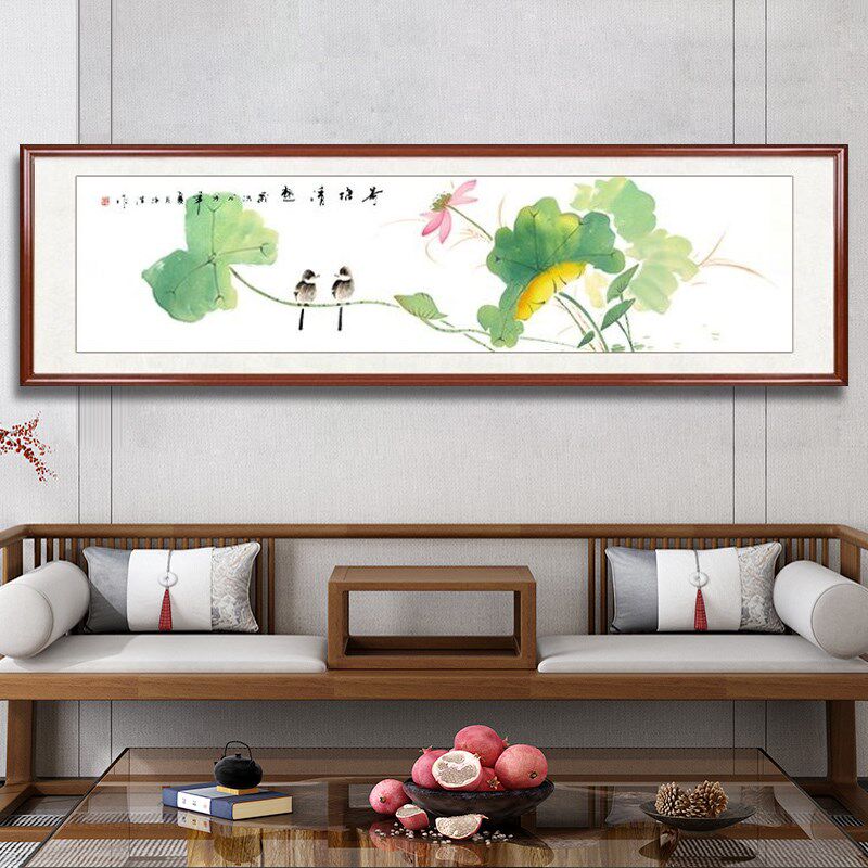 国画荷花荷塘清趣纯手绘真迹客厅装饰画卧室床头挂画牡丹花花鸟画