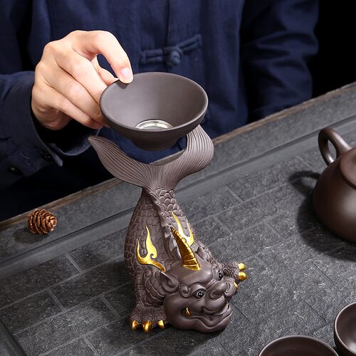 茶玩紫砂鱼化龙茶宠茶器可养招财创意茶艺茶台茶盘茶具摆件茶漏