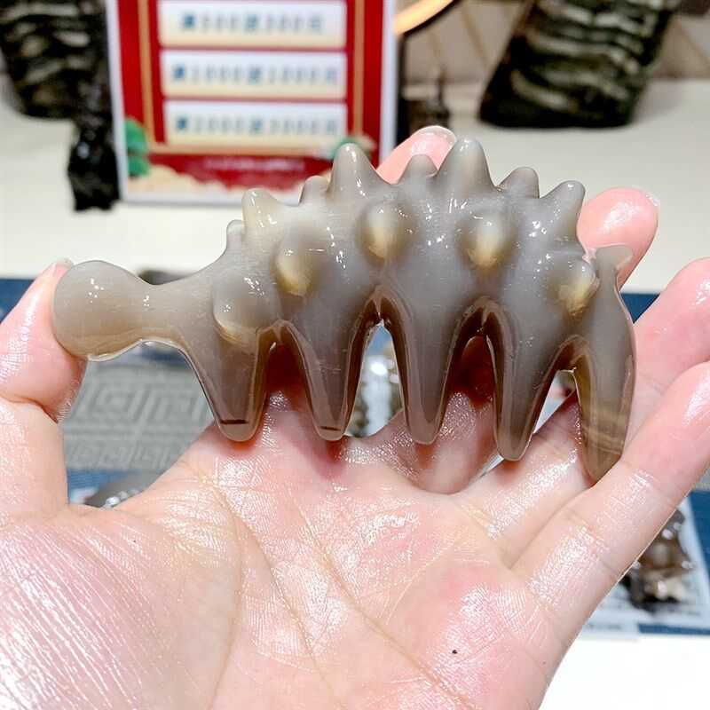 白水牛角梳头部经络梳宽齿梳子女家用便携按摩梳头疗梳头皮刮痧梳