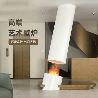 圆形悬挂式家用3d雾化壁炉仿真火法式别墅客厅火焰加湿器装饰壁炉