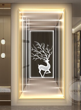 空间延伸光影玄关画几何建筑壁画走廊装饰晶瓷画带灯客厅挂画发光