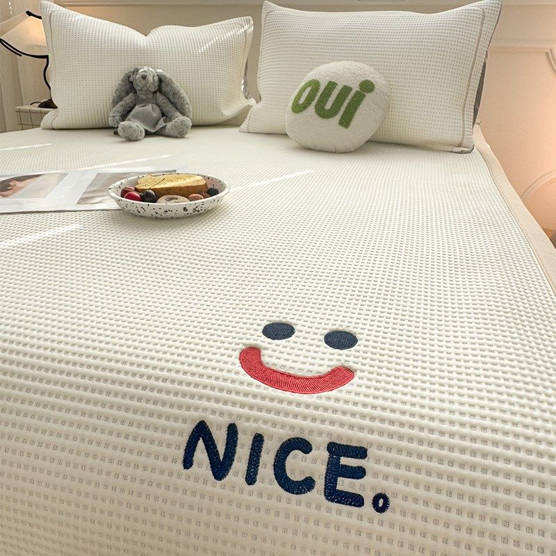 A类母婴级奶油白笑脸夏季冰豆豆冰丝凉席夏天2025新款可机洗席子,床上用品,冰丝席,淘宝优惠券,粉丝福利购,淘宝优惠卷