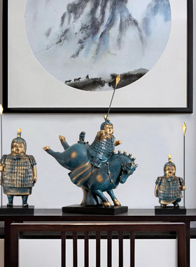 文创兵马俑桌面摆件家居办公室电视柜玄关客厅创意搞笑装饰品送礼