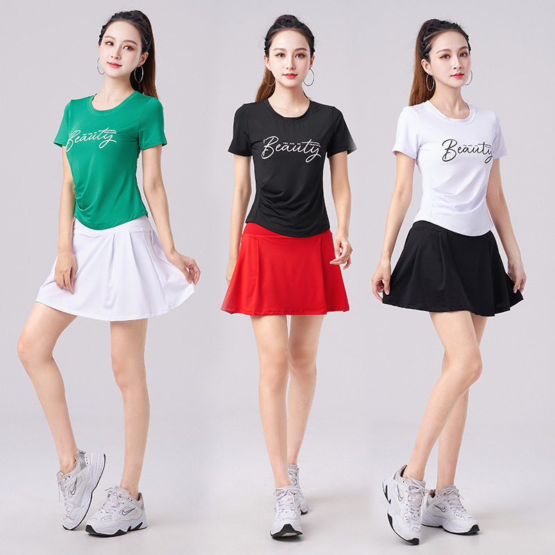 2026新款广场舞服装套装夏季运动跳操舞蹈套装短袖短裙演出服装女
