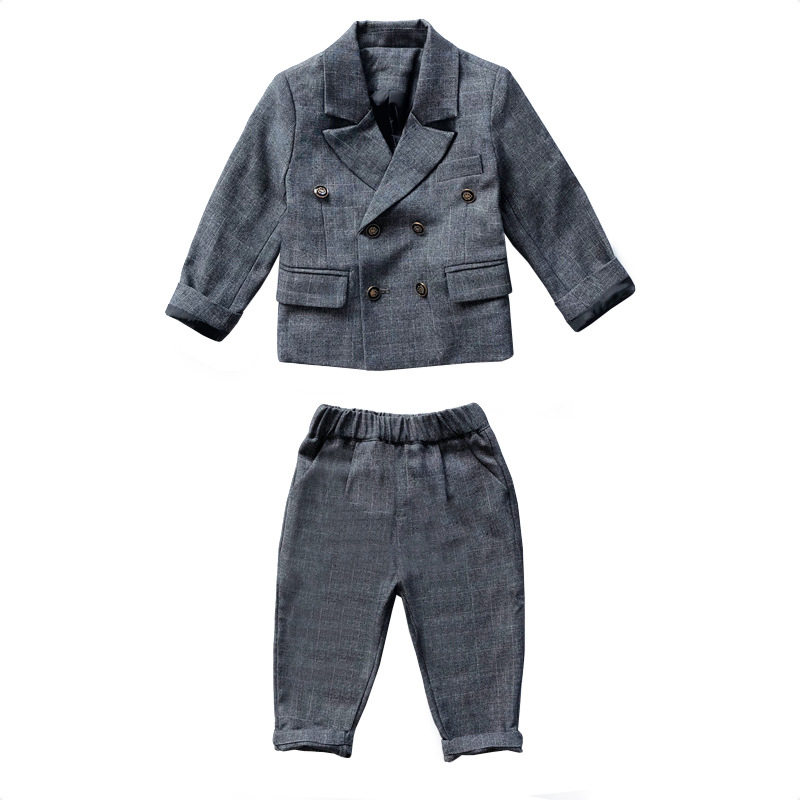 2026新款秋冬英伦风童装男童西装套装韩版儿童休闲小西服帅气