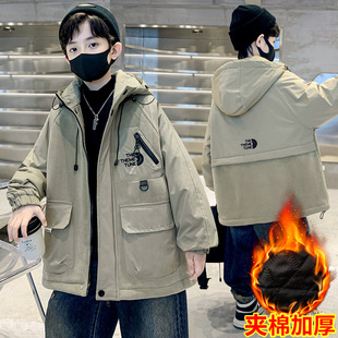 2025新款男童加绒牛仔外套秋冬款儿童冬季保暖加棉加厚中大童