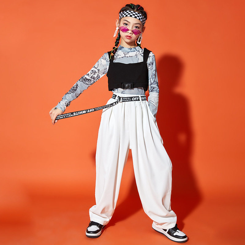 2026新款女童街舞潮服儿童个性爵士舞服装阔腿西裤hiphop服