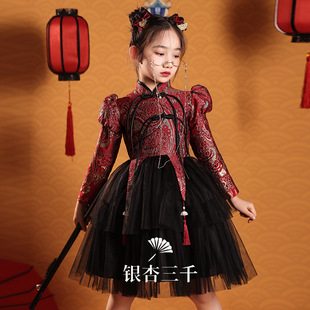 2025新款高端女童旗袍国潮风夏季加厚款新年唐装儿童礼服过年