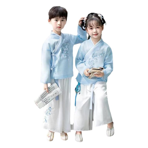 2026新款儿童汉服男童夏季中国风套装女古装刺绣演出服国学服唐装