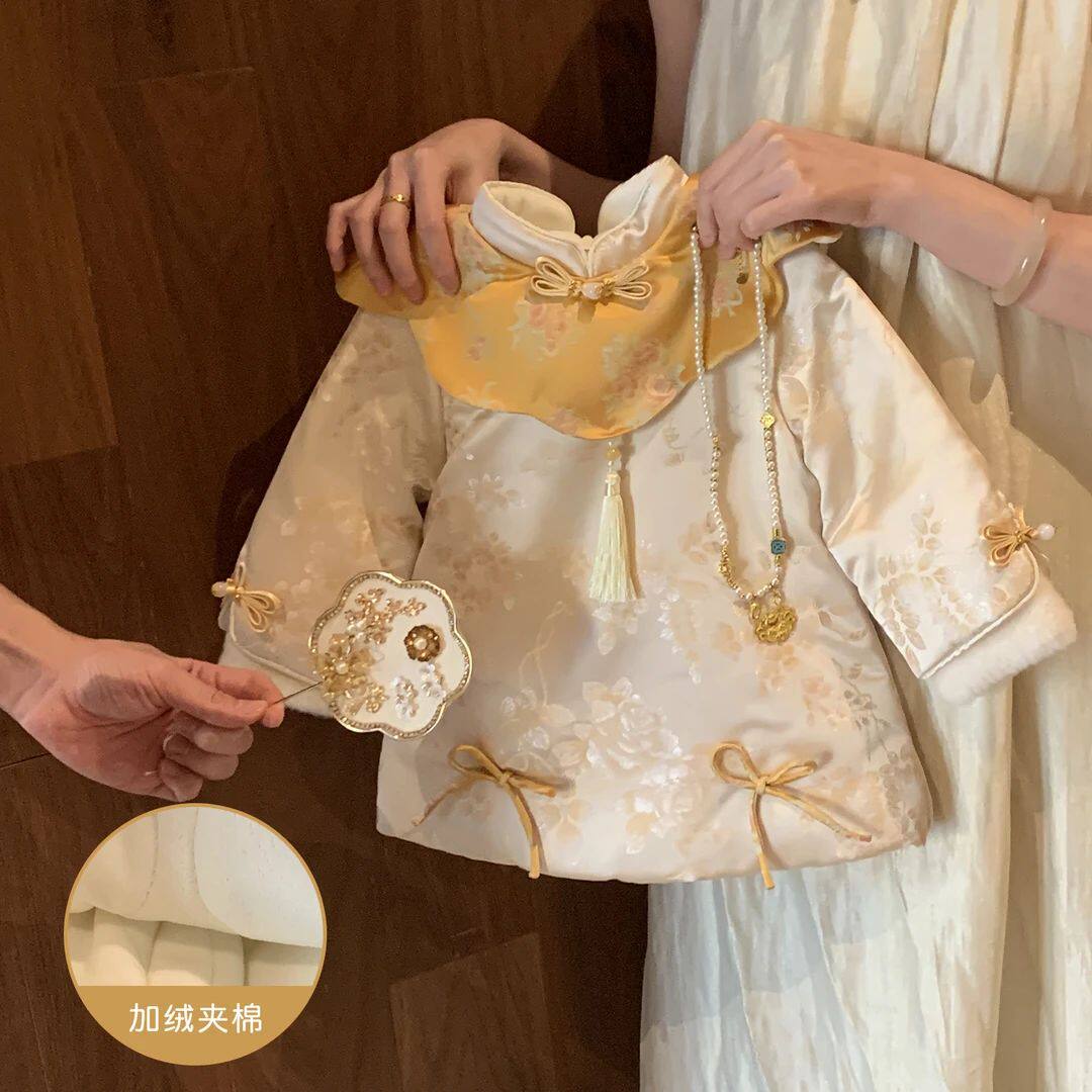 2025新款甜小司女童国风连衣裙周岁礼服新年2026冬小童女