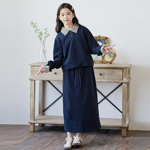 2026新款女童秋冬款假两件卫衣套装裙洋气中大童韩版时尚两件