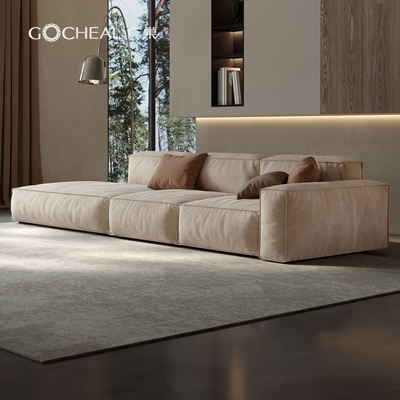 广巢侘寂意式磨砂布艺沙发baxter豆腐块极简模块自由组合贵妃客厅