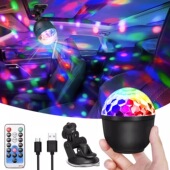 充电声控LED七彩旋转魔球灯KTV闪光灯家用宿舍DJ蹦迪灯汽车氛围灯