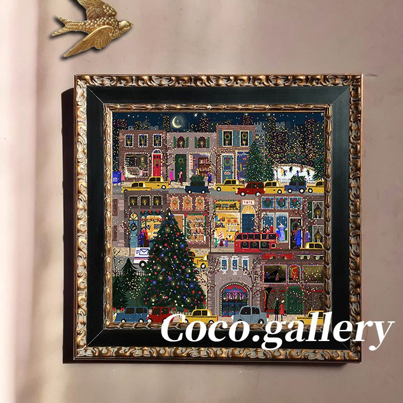 可可的画廊冬灯冬天耶诞节氛围感复古挂画装饰画卧室床头画小礼品