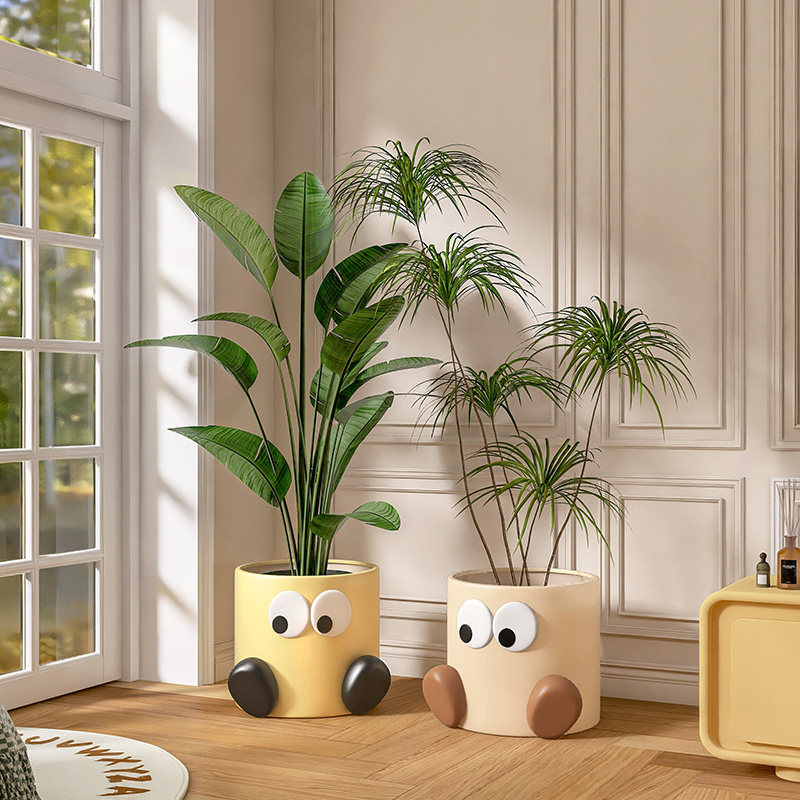 客厅落地边几摆件大型假花盆陶瓷室内电视柜沙发旁边装饰仿真绿植