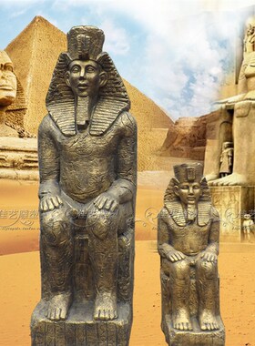 大型落地玻璃钢人物雕塑摆设埃及法老雕像塑像门厅过道高端摆件