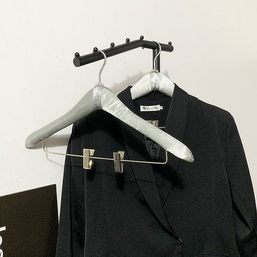 欧式宽肩西服棉麻布艺裤架裤夹手工防滑大衣架实木男士衣挂衣撑子