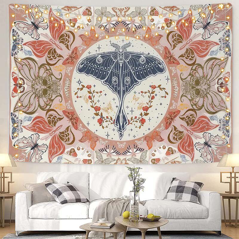 欧式波西米亚复古蝴蝶挂毯昆虫花卉房间卧室装饰挂布床头背景布