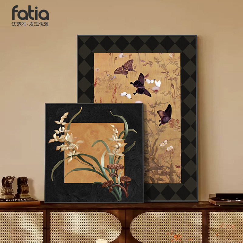 法式中古风蝴蝶玄关客厅装饰画2024新款电视柜桌面摆画挂画高级感,家居饰品,现代装饰画,淘宝优惠券,粉丝福利购,淘宝优惠卷