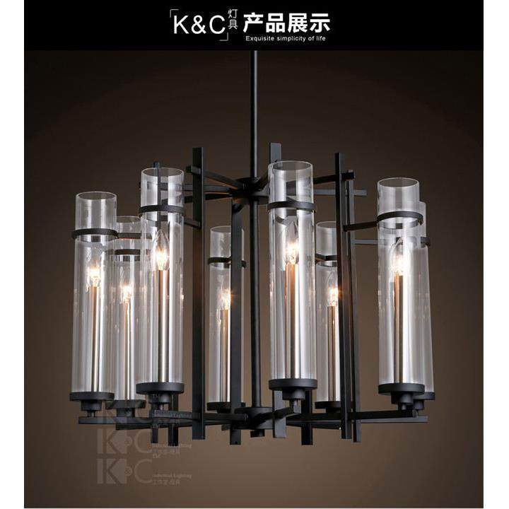 kc灯具美式复古简约烛台大吊灯复古拉尾灯泡餐厅个性玻璃多头吊灯