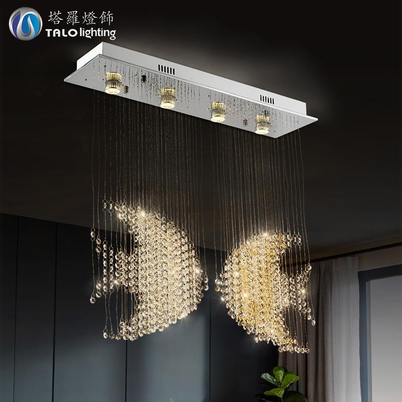 金鱼现代简约餐厅吊灯卧室客厅水晶吊窗帘隔断吊灯led水晶吊线灯